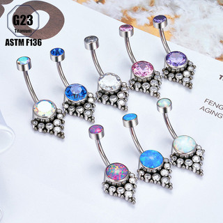 1pcs  F136 Opal G23 Titan khuyên rốn dài đẹp bấm bụng bấm rốn lỗ bạc khuyen ron vàng trắng xo khuyen ron ảnh khuyên rốn khuyên đeo rốn giá khuyên rốn nữ nam