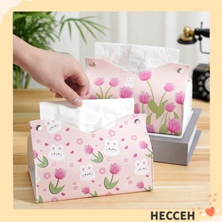Hecceh Khăn giấy, Hộp đựng khăn ăn tranh sơn dầu thỏ Tulip, Hộp đựng khăn giấy lưu trữ lớn bằng da dễ thương cho gia đình