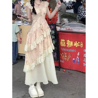 Váy Liền Hai Dây Mẫu Mới Mùa Hè Hoa Nhỏ Ngọt Ngào Bờ Biển Chít Eo Kiểu Pháp Tôn Dáng Kỳ Nghỉ Công Chúa Váy Dài