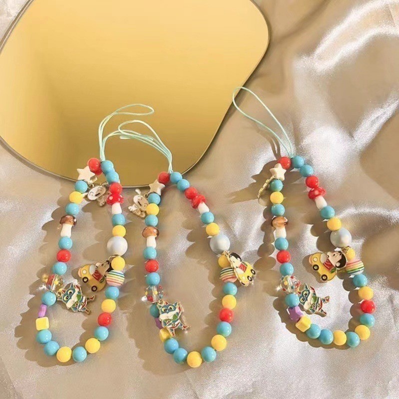 Thích hợp cho tất cả các trường hợp điện thoại thương hiệu Phim hoạt hình INS Siêu nhân dễ thương Hoa thỏ nơ Vỏ điện thoại Phụ kiện treo Vòng tay airpods Cô gái màu hồng Vòng tay chống mất