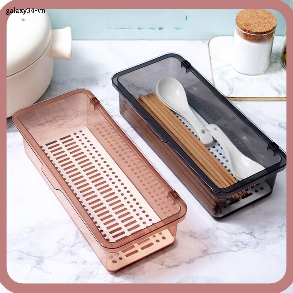 Misups Đồ Dùng Hộp Bảo Quản Thìa Và Nĩa Drainer Thùng Trang Điểm Bảo Quản Và Drainer Có Nắp Nhựa Đũa Giá Đỡ GM2452944