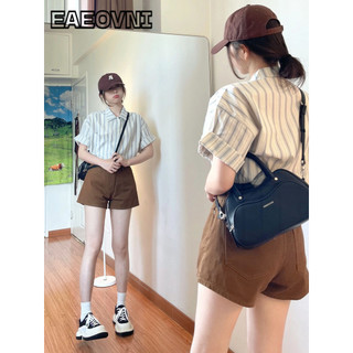 EAEOVNI áo sơ mi nữ áo kiểu hàn quốc độc đáo Định hình xu hướng thông thường Thoải mái WCS2460LG8 26Z240627