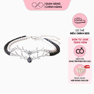 Lắc tay đôi bạc mix vải canvas dreamsilver sừng hươu thiết kế độc đáo cá tính ltd009