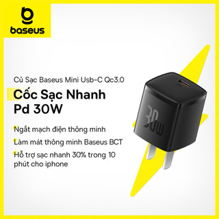 Củ sạc baseus mini usb c qc3.0 pd 30w sạc nhanh cho điện thoại