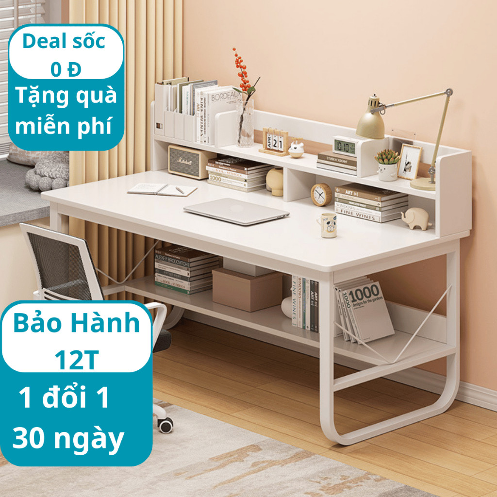 Bàn học sinh cấp 2, bàn chân sắt có kệ lớn, bàn học màu sắc đa dạng, chân thép sơn tĩnh điện, gỗ MDF dày 15mm | BigBuy360 - bigbuy360.vn