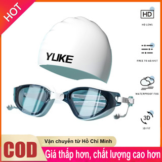 YUKE độ nét cao Kính bơi chống sương mù chống thấm nước khung lớn kính bơi nam nữ Mũ bơi lội Bộ kính bơi lặn bơi