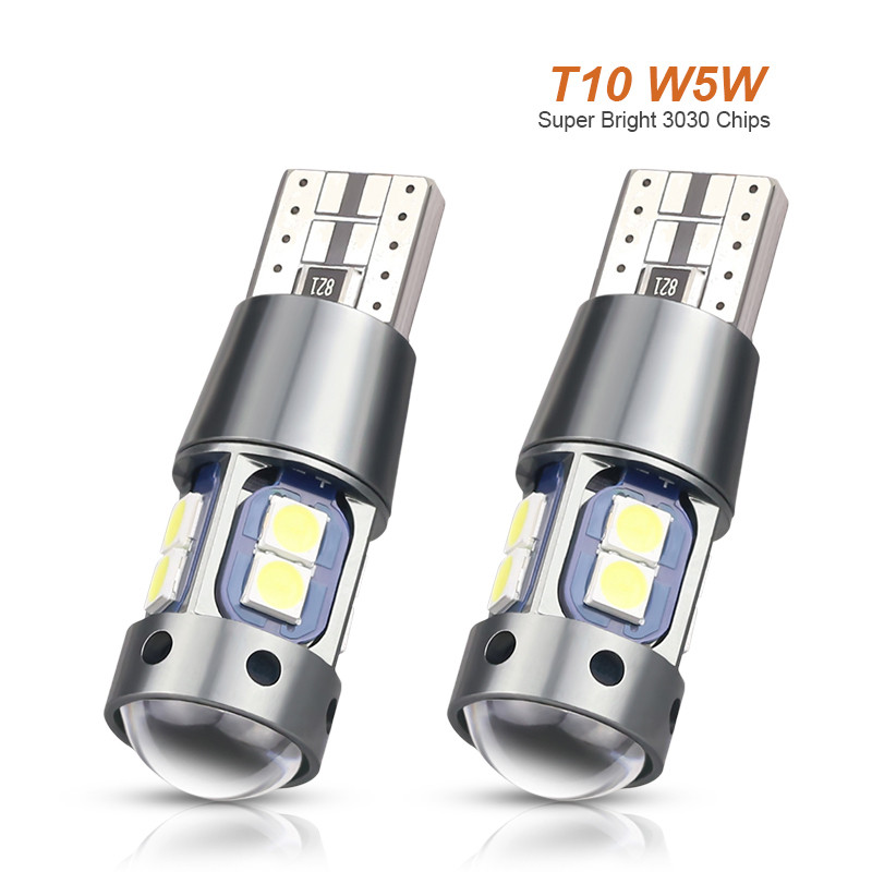 2x Đèn Tín Hiệu T10 W5W LED Canbus Bóng Đèn 12V 10SMD 3030 Chip W5W LED 168 194 Tự Động Nêm Đỗ Xe Đè