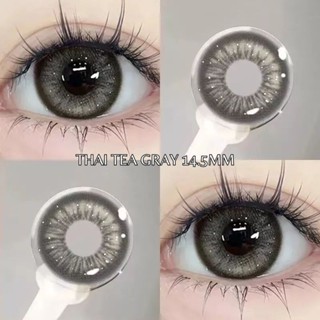 {Mới} len mắt tiếp xúc màu xám đen UYAAI Mắt trà Thái 6 tháng màu xám mắt lớn 14,5mm Trà Thái đen lens nâu