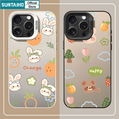 Suntaiho Hoạt Hình Dễ Thương Họa Tiết Gấu Thỏ Trong Suốt Mờ Dành Cho Iphone 16 15 14 13 12 11 Pro Max IMD TPU Silicon Cao Cấp Chống Sốc Ốp điện thoại