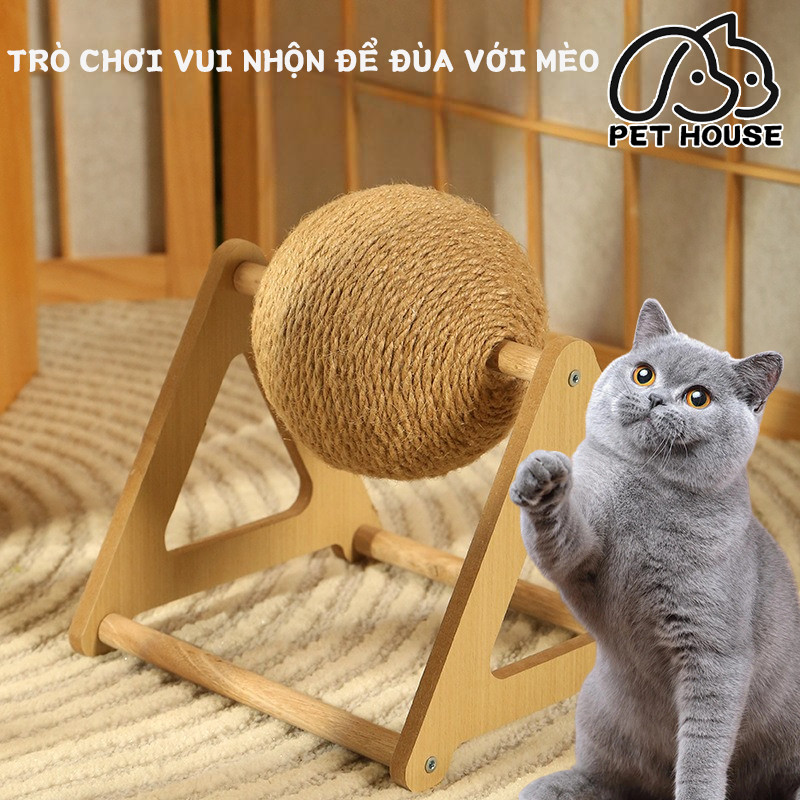 【Pet House】Bóng Cào Đa Năng Đồ Chơi Cho Mèo Bảng Cào Cho Mèo Quả Bóng Xoay Hình Tam Giác Dụ Mèo