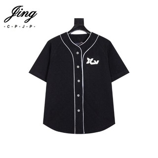 Áo sơ mi bóng chày Jacquard mới tay ngắn Denim
