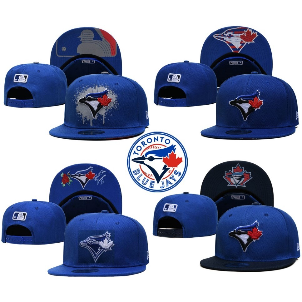 Mlb Toronto Blue Jays Mũ bóng chày thông thường chất lượng cao Màu xanh hợp thời trang và thời trang có thể điều chỉnh và thêu đa năng Mũ vành phẳng