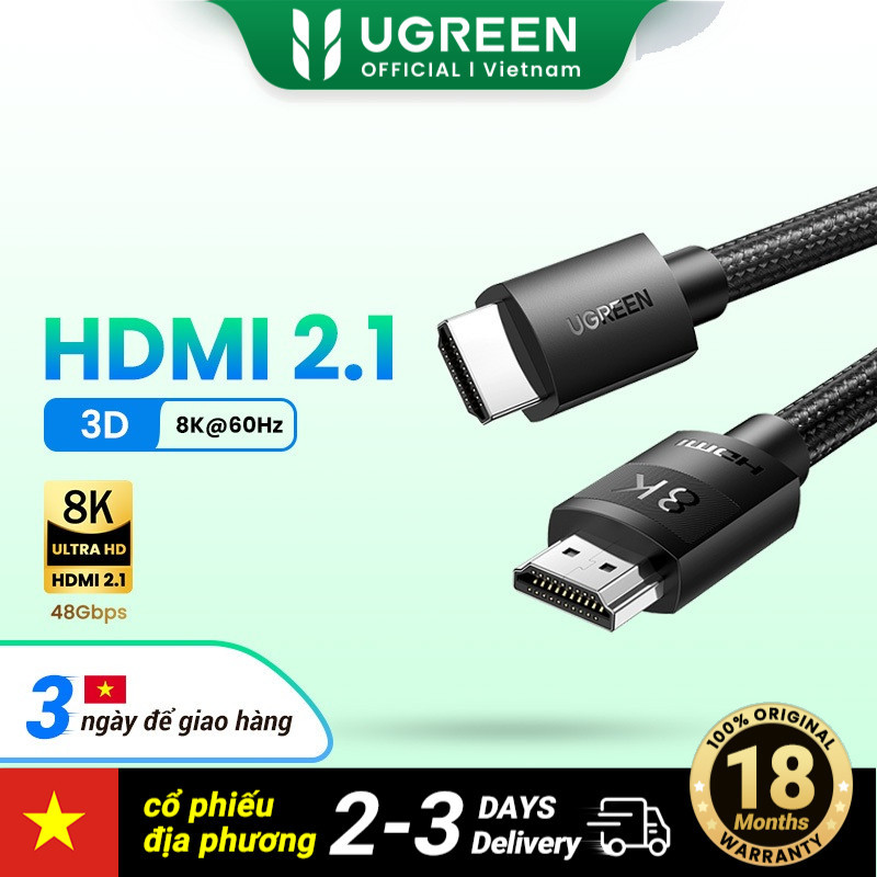 Dây cáp tốc độ cao Ugreen HDMI 2.1 hỗ trợ 8k/ 60Hz 4k/ 120hz HDR Dolby Atmos thích hợp cho PS4 Apple