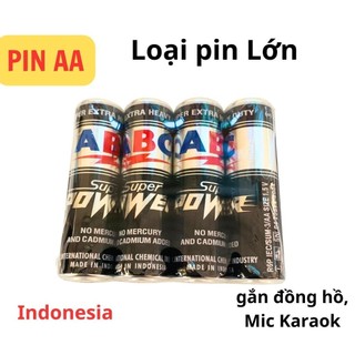 Pin aa abc super power 1.5v made in inodonesia, pin 2a dùng cho mic karaok, đồng hồ