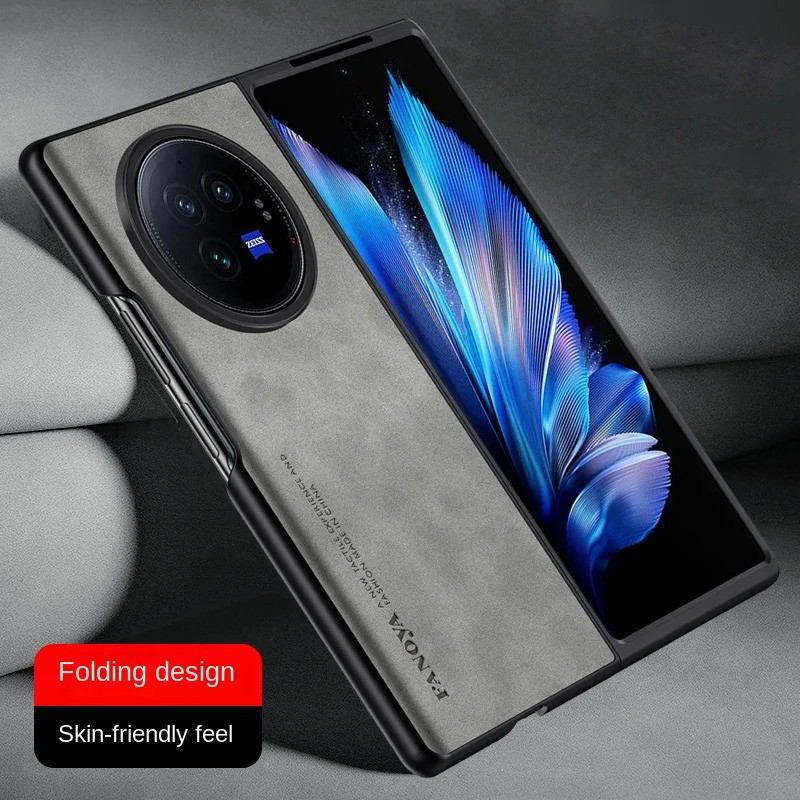 Dành Cho Vivo X Fold3 / Fold3 Pro Cao Cấp Kinh Doanh Retro Da Cao Su Mềm TPU Ốp Lưng