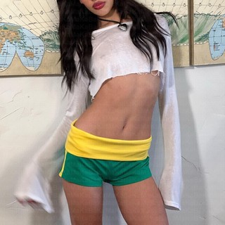 Quần short nữ y2g gothic in chữ quần ống rộng dây rút co giãn eo quần short y2g quần short