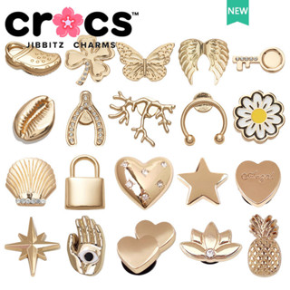 Charm Cross Jibbitz Khóa Trang Trí Giày Dây Kim Loại Đính Đá Hình Trái Tim Phụ Kiện Giày Sticker Dép Cross