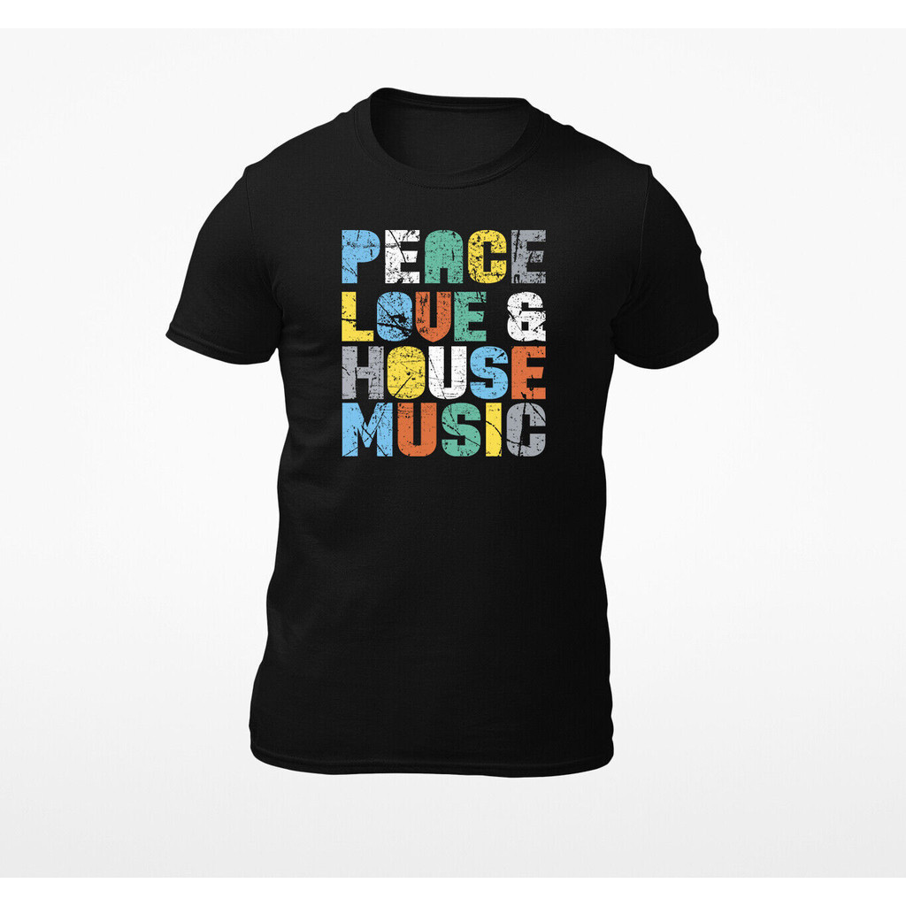 Áo thun cổ điển âm nhạc Peace Love House
