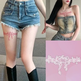 Hình xăm hình trăng đỏ nơ hình xăm cô gái dễ thương đùi hình xăm chống thấm nước hình xăm nhãn dán cho 7 ngày hình xăm giả tạm thời