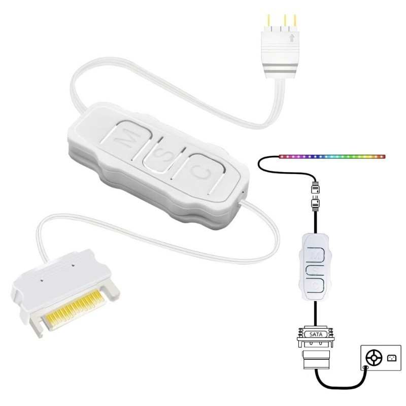 BTM ARGB Bộ Điều Khiển Cáp 5V 3Pin Bộ Điều Khiển Dải Ánh Sáng Bộ Điều Khiển Cáp Cho PC Bo Mạch Chủ L