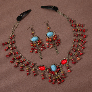 Donggong Xiaofeng Headdress with Same Kind Desert Photography Exotic Ancient Costume Style Hanfu Forehead Ornament Red Forehead Diamond Headdress