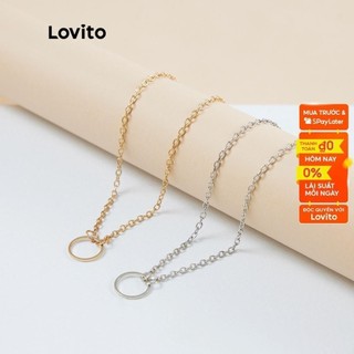 Vòng cổ Lovito mặt nhẫn kim loại khắc chữ A07010 cho nữ