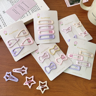 4 cái / bộ kẹp tóc mờ màu trơn kẹp tóc kim loại snap cơ bản hồng tím series barrettes phụ kiện mũ nón