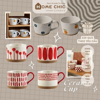 Ly cốc chất liệu gốm sứ hoạ tiết xinh xắn dùng làm decor quà tặng | HOME CHIC CORNER