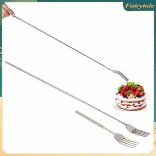 ☢ Nĩa thép không gỉ 63 cm Bbq Bữa tối tráng miệng bằng kính thiên văn có tay cầm dài Bộ đồ ăn nĩa dài