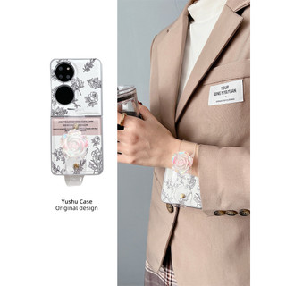 Ốp Điện Thoại LUSHUO Cho Samsung Galaxy Z Flip 6 5 4 3 OPPO Find N2 Flip N3 Flip Thời Trang Da Hoa Có Dây Đeo Tay Trong Suốt Cho Flip3 Flip4 Flip5 Flip6 N2Flip N3Flip