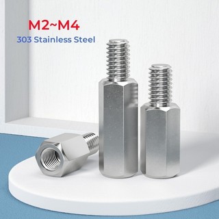 303 Thép không gỉ Hex Standoff M2 M2.5 M3 M4 Nam Đến Nữ Standoff Miếng Đệm Vít Cột Trụ Miếng Đệm Bu Lông Hỗ Trợ PCB