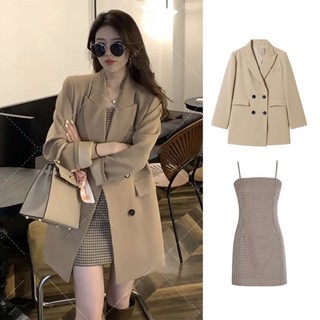 Set váy nữ Thu Đông Cao Cấp , Âu Phục Áo Khoác+ váy Ca Rô , váy áo nữ