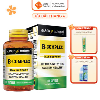 Viên Uống MASON NATURAL Hỗ Trợ Sức Khoẻ Hệ Thần Kinh Và Tăng Cường Sức Khoẻ Tổng Hợp B-Complex 100 Viên
