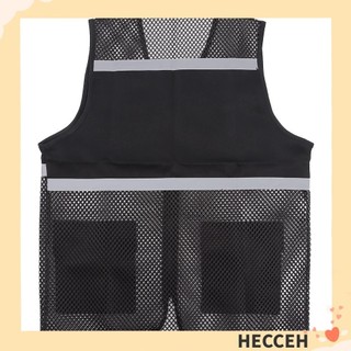 WUAWUA  Áo Vest an toàn , Áo vải thoáng khí có dải phản quang, để đi bộ Spandex có dây kéo Áo lưới màu đen Xây dựng Đường sắt giao thông Công nhân tàu điện ngầm