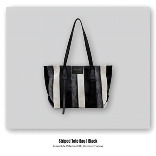 Túi Xách Tote Bag Canvas Lesavril de Vetements Triple Striped | Black