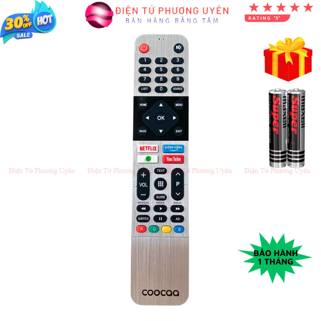 SKU74 - Remote điều khiển tivi COOCAA Mã 01, điều khiển TV COOCAA - Tặng kèm pin
