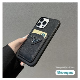 Ốp Điện Thoại Da Prada Cao Cấp Có Khe Cắm Thẻ Cho iPhone 15 Pro Max 15 Plus 14 Pro Max 13 12 11 Pro Max XR XS Max X Vỏ Điện Thoại Cứng