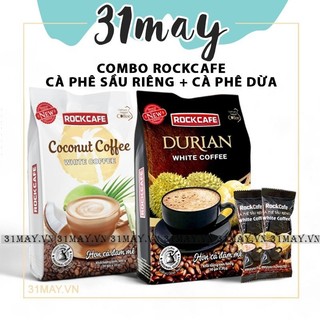 Combo 1 Túi Cà Phê Dừa + 1 Túi Cà Phê Sầu Riêng RockCafe Thơm Ngon Đậm Vị (Túi 30 Gói x 20g)