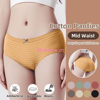 Quần Lót Cotton Plus Kích Thước Liền Mạch Co Giãn Giữa Eo Graphene Ren Edge Nhật Bản Nữ Bong Bóng Quần Lót