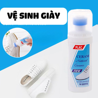Chai cọ tẩy trắng giày sneaker đầu chổi, lọ nước đánh vết ố bẩn, chai nước lau giày, chai tẩy trắng giày plac