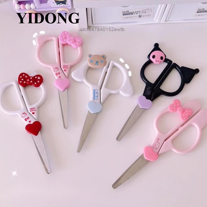 Sanrio Hello Kitty Melody Cinnamooll Kuromi Kéo Văn Phòng Phẩm Dễ Thương Cắt Giấy Thủ Công Dụng Cụ Nghệ Thuật Có Tay Cầm Nơ Nhựa
