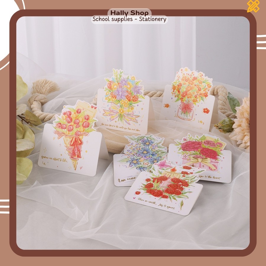 Thiệp Quà Tặng Chúc Mừng Họa Tiết  Họa Tiết Flower Dễ Thương - Hally shop