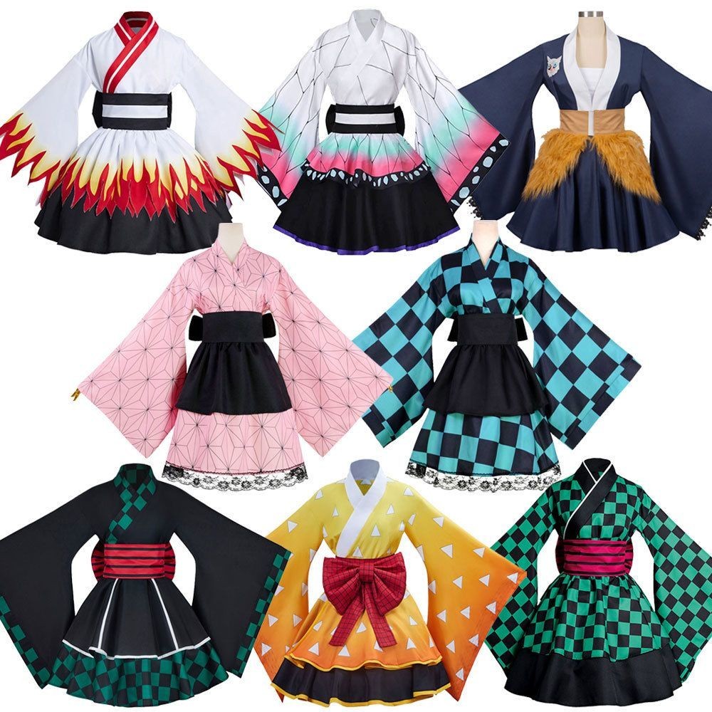 Demon Slayer Cosplay costumes Hashibira Inosuke Agatsuma Zenitsu Kamado Tanjirou Kochou Shinobu  Kam
