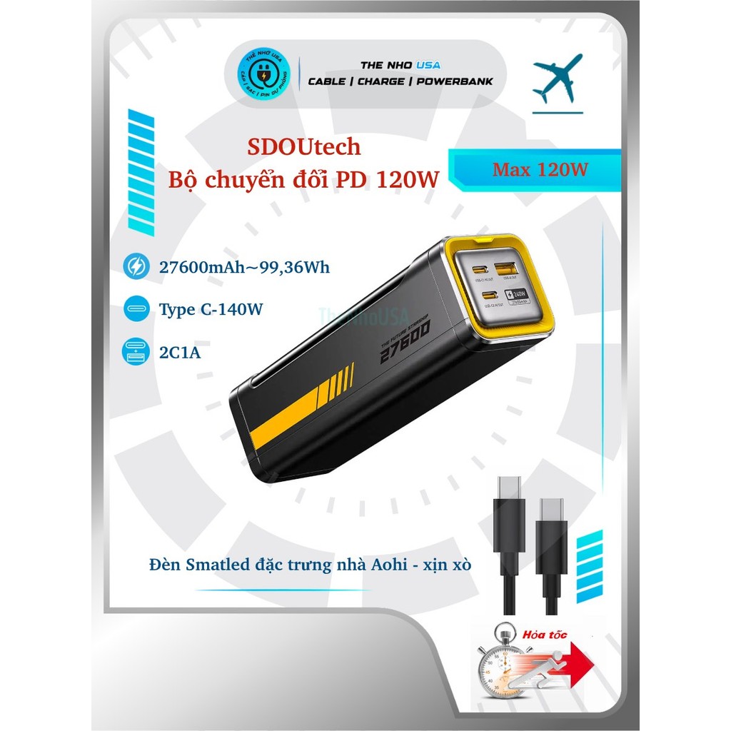 Sạc dự phòng Aohi Future Starship 27600mAh 240W AOC-P011 2C1A PD3.1 140W PPS 100W UFCS 63W QC SCP
