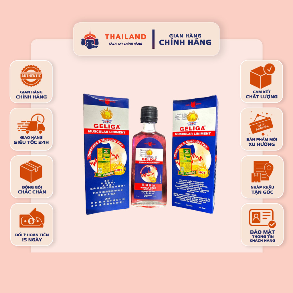 DẠNG NƯỚC - Dầu Gió Nóng Xoa Bóp Geliga Muscular Liniment Indonexia 60ml