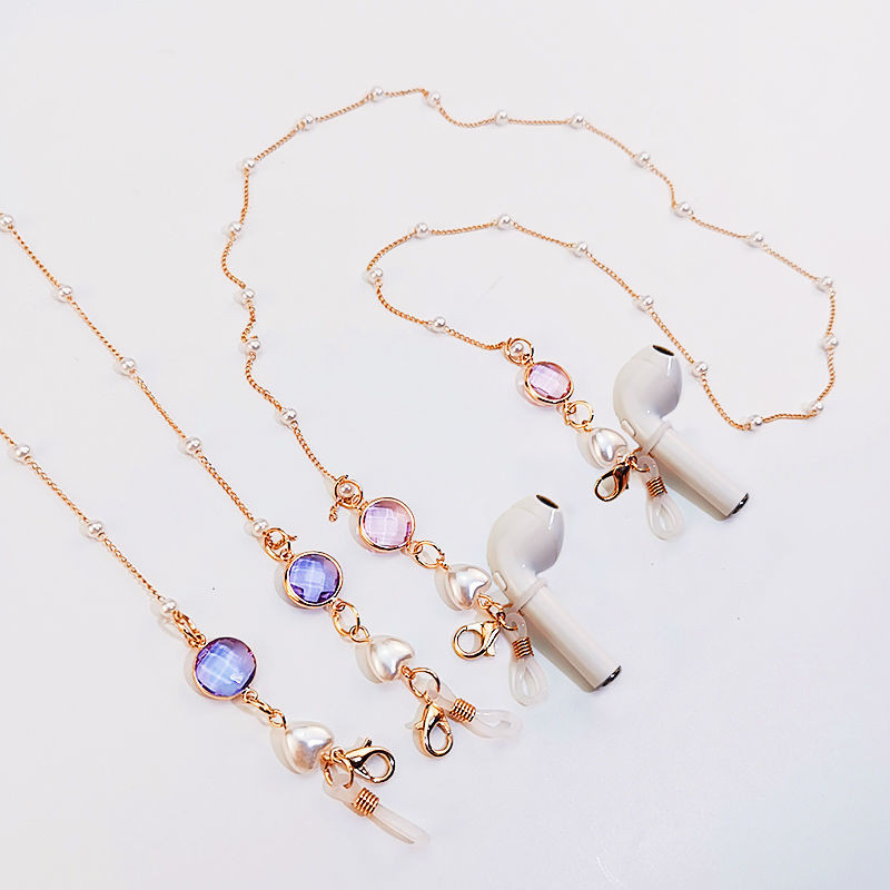 Tai Nghe Bluetooth Chống Mất Dây Treo Đá Quý Mặt Dây Chuyền Ngọc Trai Thích Hợp Cho Apple airpods Hu