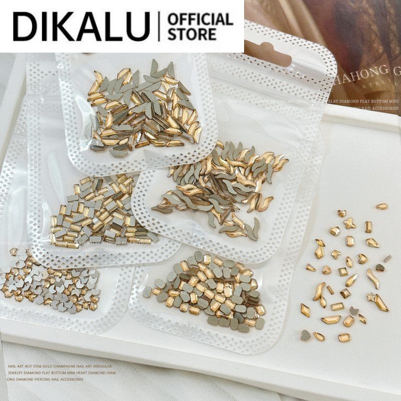 50pcs Nail Art Champagne Diamond Jewelry Water Drop Flat-bottomed Special-shaped Rhinestone Charm Na