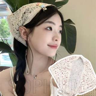 Khăn trùm đầu hoa vụn - Thời trang, ngọt ngào, phong cách mục vụ kiểu Pháp - Dụng cụ tạo kiểu tóc - Khăn trùm đầu chống nắng - Để trang trí du lịch mùa xuân hè - Khăn xếp tam giác ren