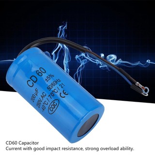 Punkyrabbit tụ điện chạy cd60 có dây dẫn 250v ac 200uf 50/60hz cho máy nén khí động cơ