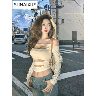 SUNAIXUE áo phông áo thun nữ croptop baby tee Fashion thời trang Đơn giản Casual WCS2440RR1 16Z240417